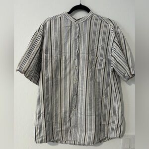 Cactus Clothing Company Western Shirt Mens XL Striped Vtg 90s Collarless Rancher